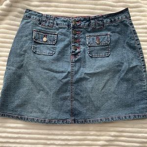 Venezia denim skirt with hot pink piping